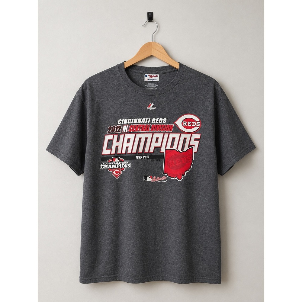 Majestic Cincinnati Reds 2012 NL Central Division Champions Gray Shirt Mens 2XL